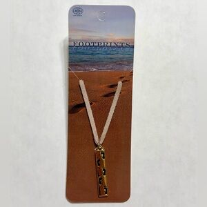 Gold Tone Footprints Pendant Suede Cord Necklace New
